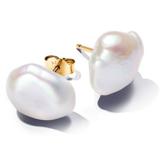 Pandora Jewelry - Pandora Baroque Treated Freshwater Cultured Pearl Stud Earrings 14k gold plating